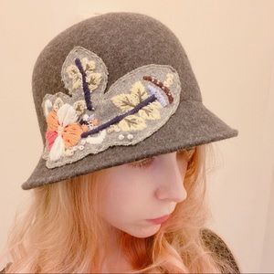 Anthropologie Floral Grey Bucket Hat